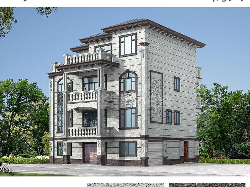 【華喆仿石漆】新中式風格水包砂別墅效果圖